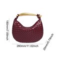 thumbnail image 2 of Bolso de mano de cuero tejido para mujer bandolera de Color sólido bolso de mano de noche, 2 of 6