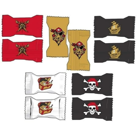 Naturejam Pirates Themed Peppermints 100 Count – Individually Wrapped Mint Candy for Pirate Birthday Party Favors, Treasure Hunt Treats, Candy Buffets