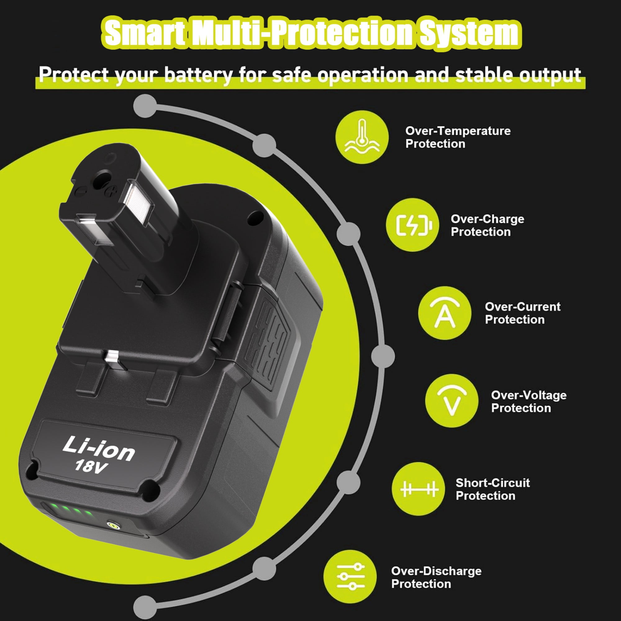 2Packs P108 18V 8.0Ah Battery Compatible with Ryobi 18V ONE+ Battery P108 P102 P103 P104 P105 P107 P109 P122 Cordless Tool