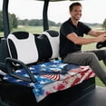 thumbnail image 5 of Pzuqiu Golf Cart Seat Cover Front Pockets Comfortable, Compatible with Sports Club Car Seat Golf Cart Cushion Covers, Firework Stars US Flag, 5 of 9