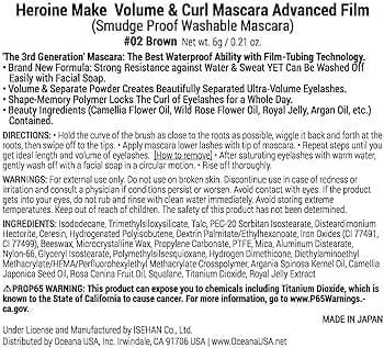 Kiss Me Heroine Make Long & Curl Mascara Washable Advanced Film, 02 Brown