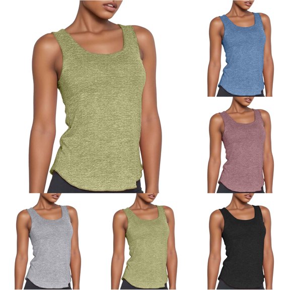 Xijirk Women Square Neck Sleeveless Tank Top Soft Curved Camisole for Yoga Workout Daily Wear,Green,L