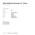 thumbnail image 3 of 2016-2018 Kia Sorento 17" Silver OEM Factory Wheel Rim 52910C5110, 3 of 3
