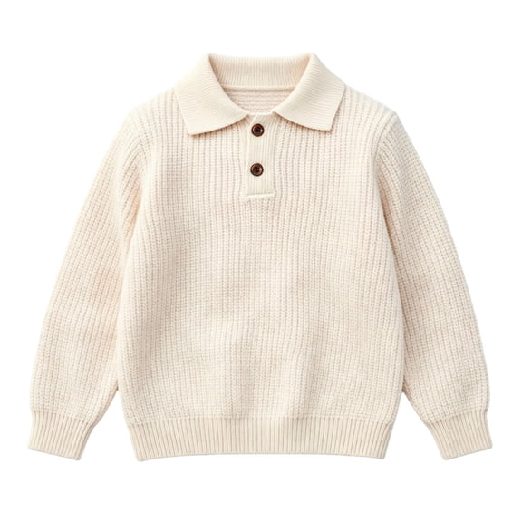 OGLCCG Boys Long Sleeve Sweaters Vintage Quarter Button Lapel Winter Sweater Solid Color Chunky Knit Pullover Tops 7-15 Years