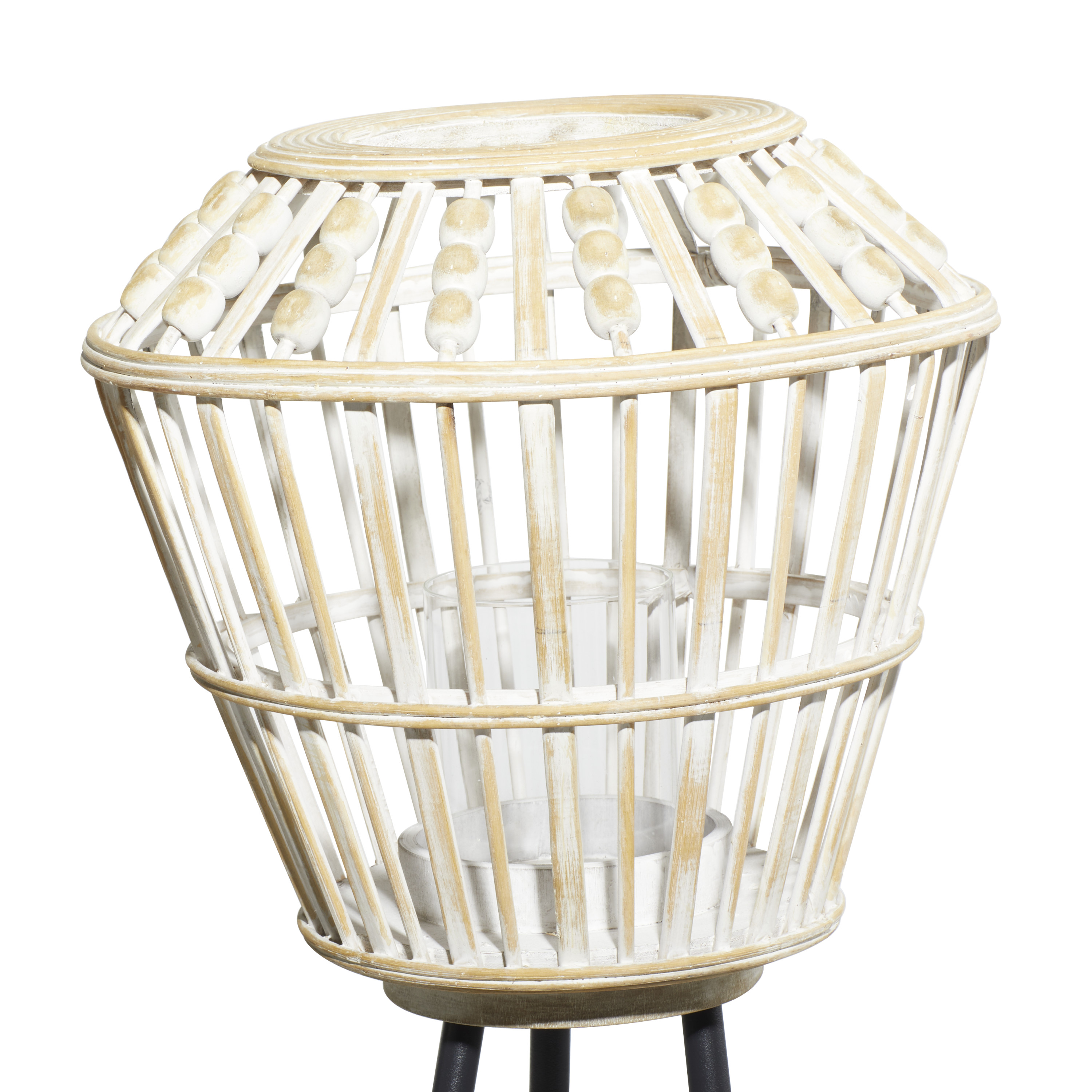 DecMode 11"W, 40"H Metal Natural Candle Lantern, White, 1 - Piece