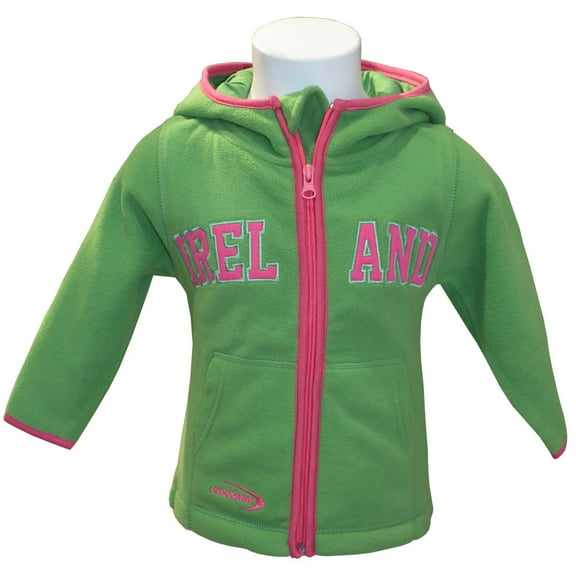 Traditional Craft Ltd. Girl's Polyester Green/Pink Ireland Fleece Zip Hooded Jacket