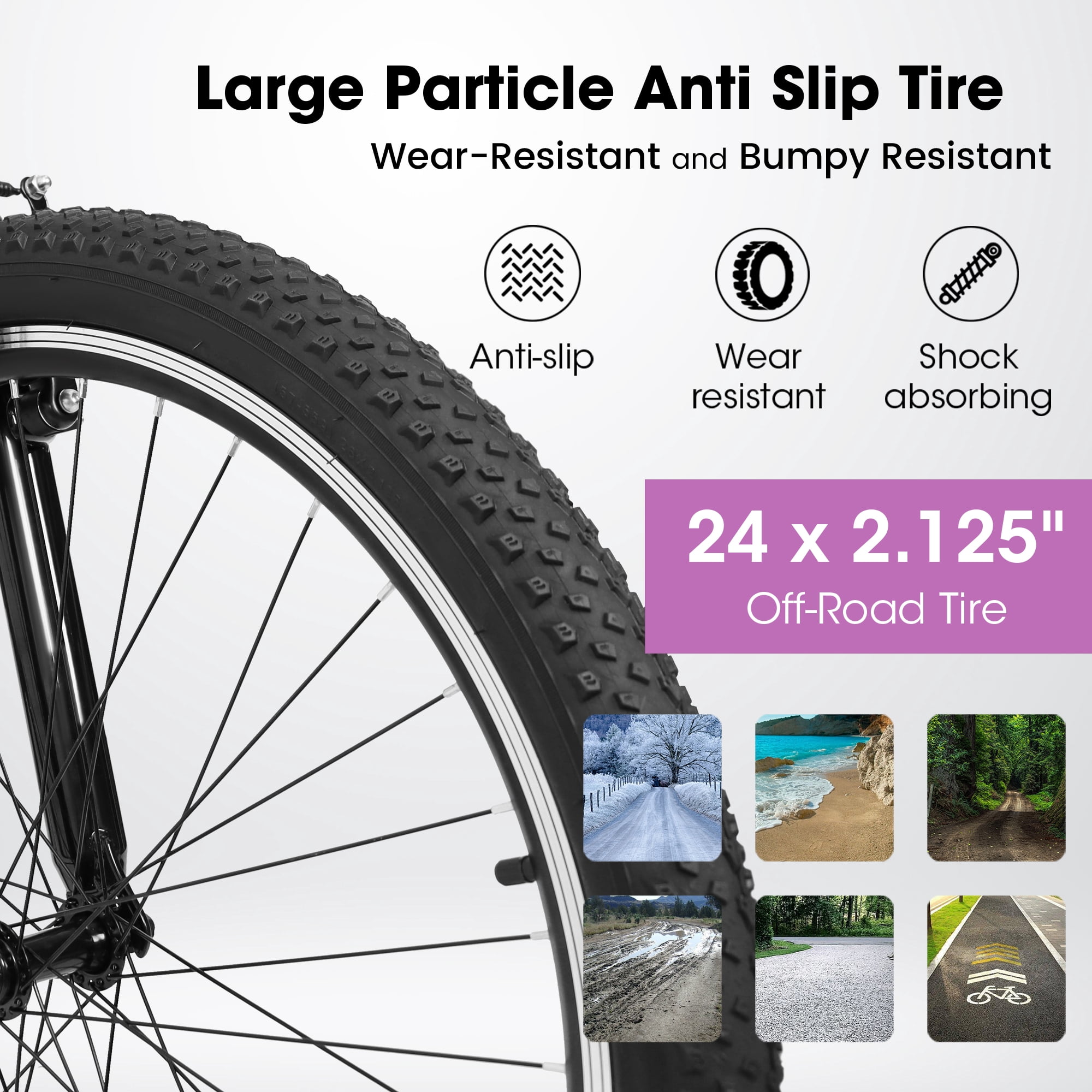 24 Inch Women Girls Mountain Bike, V Brakes 21 Speeds Women Bike, Sturdy Steel Frame and Suspension Fork, Stylish Adult and Teens Bicycle for Urban Trail Snow Commuter