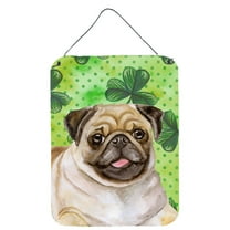 Carolines Treasures BB9892DS1216 Fawn Pug St Patricks Wall or Door Hanging Prints Green 12WX16H multicolor