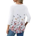 thumbnail image 5 of UVN Women Summer Blouses 3/4 Sleeves Loose Fit Shirts Ladies Pleated Crew Neck Tunic Tops, 5 of 10