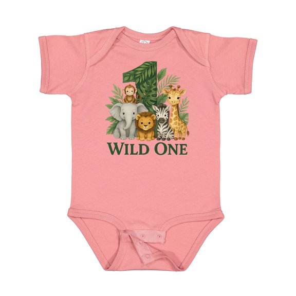 Inktastic Wild One 1st Birthday Safari Animals Boys or Girls Baby Bodysuit