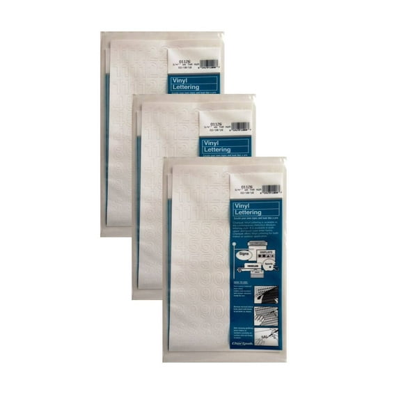 Chartpak 3/4-inch White Stick-on Vinyl Numbers (01126), 3 PACKS