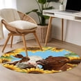 thumbnail image 4 of Round Area Rug 4 Ft, Sunflower Cows Washable Non-Slip Circle Carpet for Living Room/Bedroom, Yellow Floral Watercolor Botanical Summer Low-Profile Crawling Mats Collection Rugs for Indoor, 4 of 8