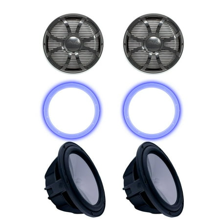 Two Wet Sounds Revo 10  Subwoofers  Grills  & RGB LED Rings - Black Subwoofers & Black Closed Face SW Grills - 2 Ohm price history on PriceWatchPro