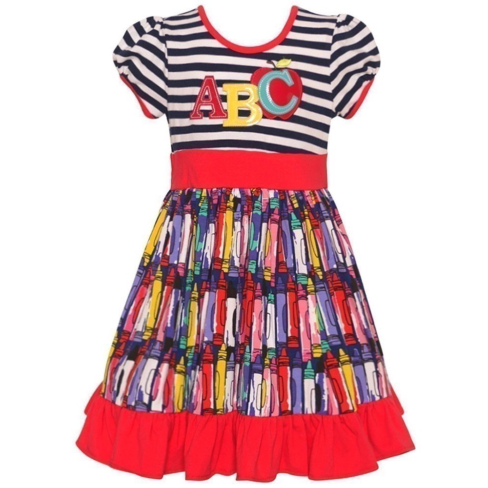 Rare Editions Rare Editions Little Girls Red Navy "ABC" Letter