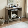 thumbnail image 2 of CoSoTower Compact Display Storage Sideboard Bookcase Cabinet Two Door Four Open Shelves Metal Knobs Wooden Flared Legs, 2 of 7