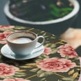 thumbnail image 3 of Ambesonne Vintage Floral Fitted Round Tablecloth, Roses Botanical Art, 40"- 44" Diameter, Dark Salmon and Slate Brown, 3 of 5