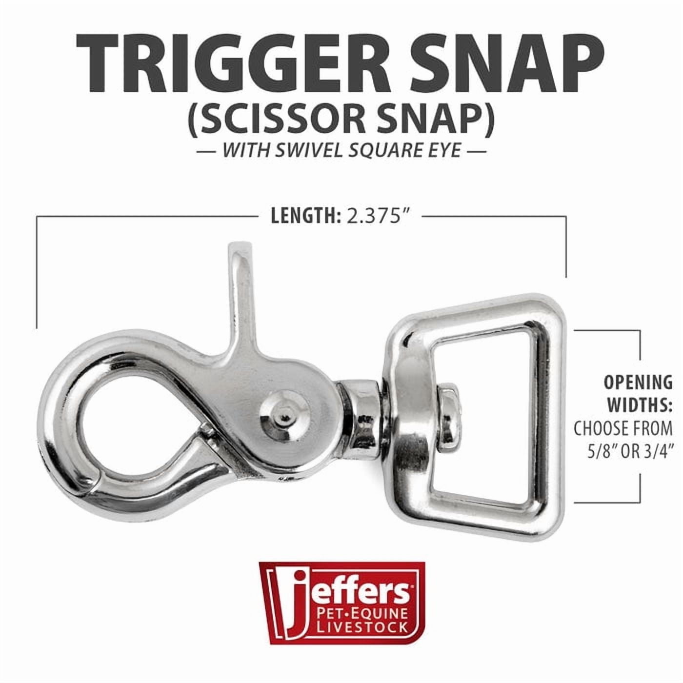 Jeffers Trigger Snap Clip 2.5" with Swivel Square Eye – Nickel Plated for Rope, Pet Leash, Keychain, DIY, Camping, Tools – 3/4" 10 Pack