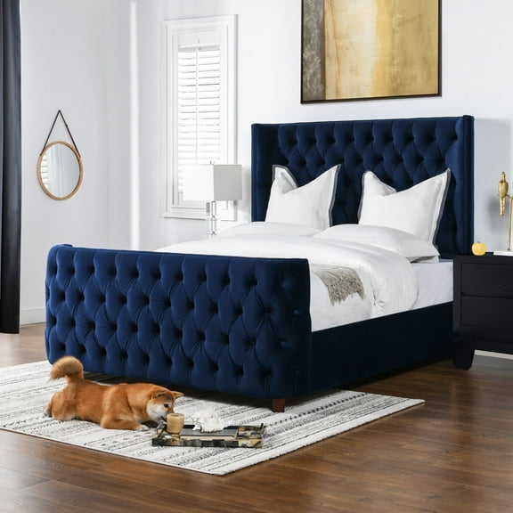Jennifer Taylor Home Brooklyn Tufted Bed, Queen, Navy Blue