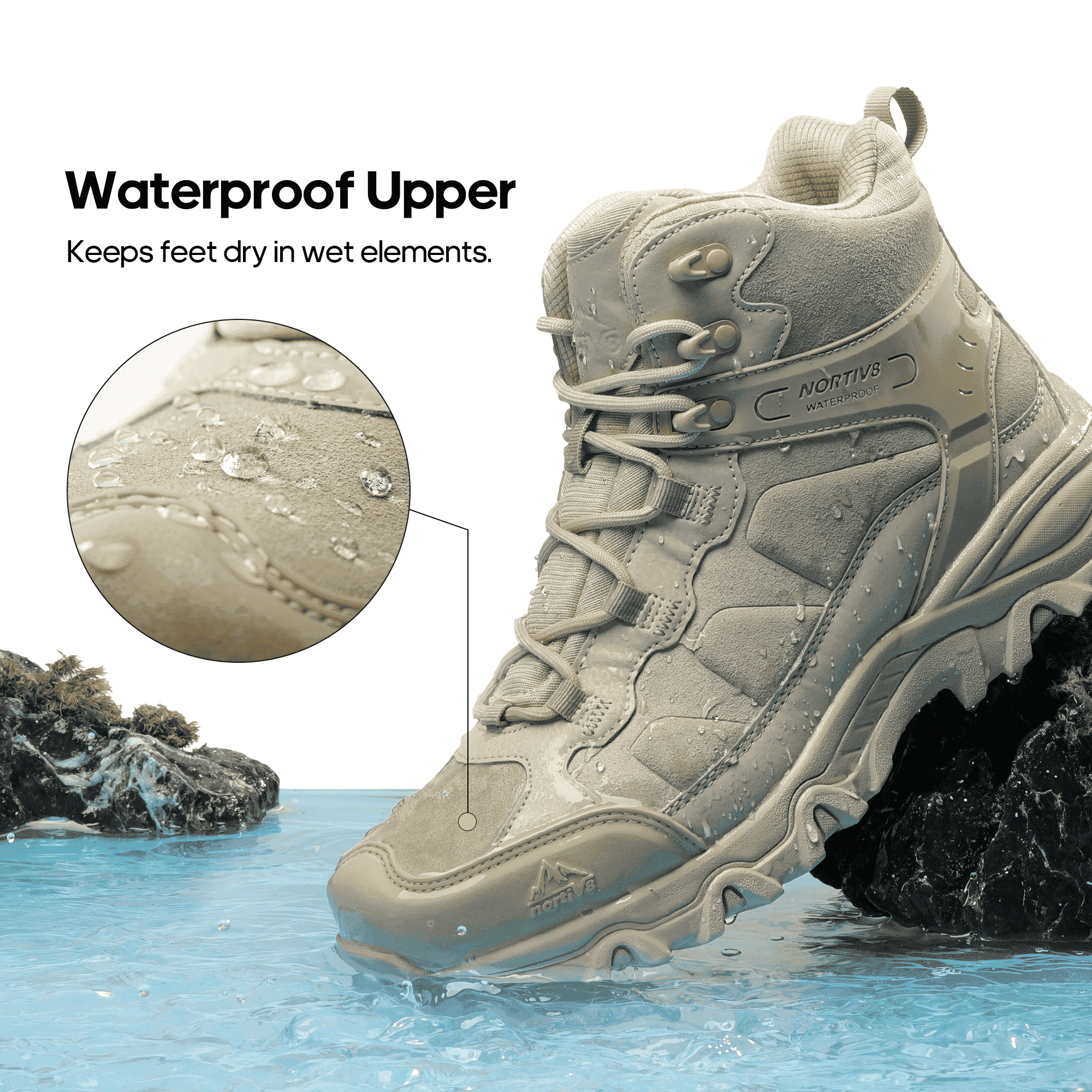 Nortiv 8 Men's Waterproof Hiking Boots Outdoor Mid Trekking Lightweight Mountaineering Shoes Paladin