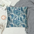 thumbnail image 2 of Creowell  Paisley Throw Pillow Cushion Cover, Ocean Inspired Design with Stripes and Flowers Abstract Background Image Print, Decorative Square Pillow Case,White Teal, 2 of 5