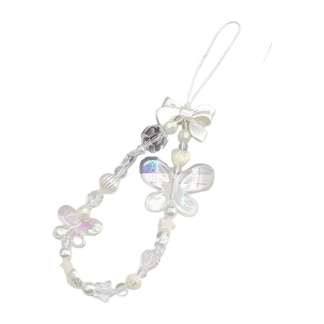 Funda para teléfono, correa para la muñeca, elegantes llaveros, regalo ideal, lindas correas para amuletos de teléfono. Mariposa