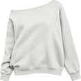 thumbnail image 4 of Dweltoz Off The Shoulder Sweatshirt for Girls Tween Tops Long Sleeve Solid Color Pullover Casual Trendy Sweatshirt Asymmetrical Cute Tops Y2K Sweatshirt,White 9-10 Y, 4 of 5
