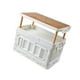 thumbnail image 2 of Caja de almacenamiento plegable para acampar, gran capacidad, 3 capas, caja de almacenamiento plegable para exteriores con tapa de madera para coche, color beige, 2 of 12