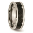 thumbnail image 4 of Solid Titanium Black Carbon Fiber-Inlay 8mm Men's Wedding Band Ring Size 11, 4 of 7