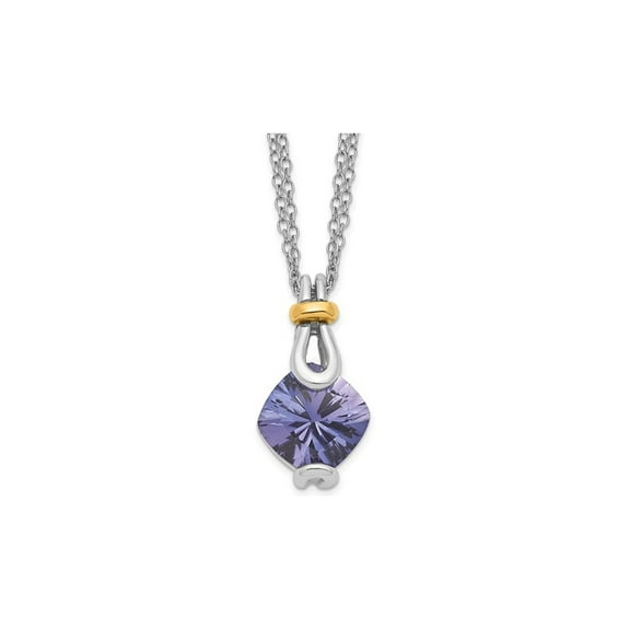 7.18 Carat (Ctw) Lab-Created Blue Garnet Dangling Pendant Necklace in Sterling Silver with Chain for Women
