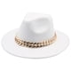 thumbnail image 1 of Qarigey Sombreros Fedora Unisex, tejido de ala ancha, collar de oro cálido, gorro de lana, cadena de cono de Color sólido, sombrero grueso de Sombreros Blanco, 1 of 6