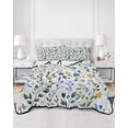 thumbnail image 3 of Blue Yellow Floral Spring Twin Size Down Alternative Comforter,Lightweight Comforter Quilt Bedding Set with Pillow Shams Summer Pastoral Botanical Green All Seasons Bed Comforter Duvet Insert 68"x86", 3 of 7