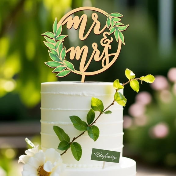 ACDANC Rustic Wedding Cake Toppers Bride and Groom-Boho Mr and Mrs Cake Topperwood Mr and Mrs Sign for Engagement Bridal Shower Decorsage Green Wedding Cake Decorations