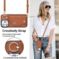 thumbnail image 4 of ShellTech for iPhone 15 Pro Case Wallet with Strap for Women,Crossbody Lanyard and Wristlet,Brown, 4 of 9