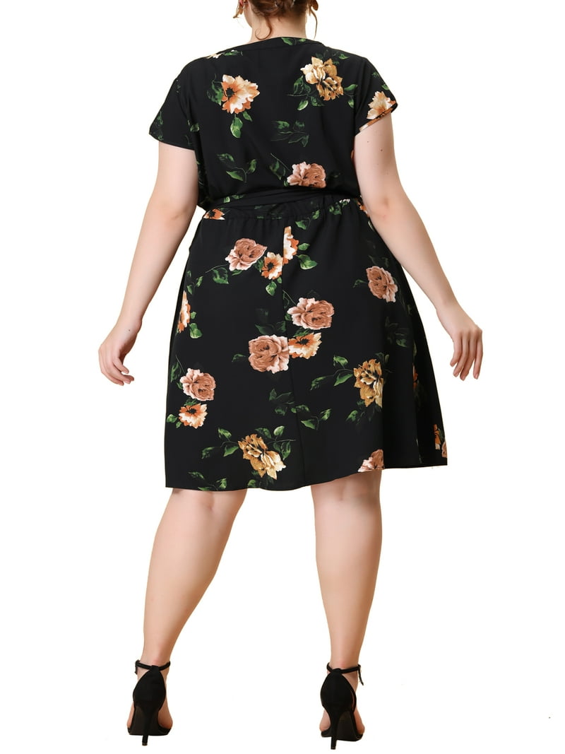 black floral short sleeve dress Frill Floral Round Neck Short Sleeve Tiered Dress – Charming Charlie