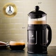 thumbnail image 4 of OVENTE 34 oz French Press Coffee Maker, 4-Level Stainless Steel Filter, Borosilicate Glass, Dishwasher Safe, Hot & Cold Brew, Portable for Travel & Camping, Black, FPT34B, 4 of 8