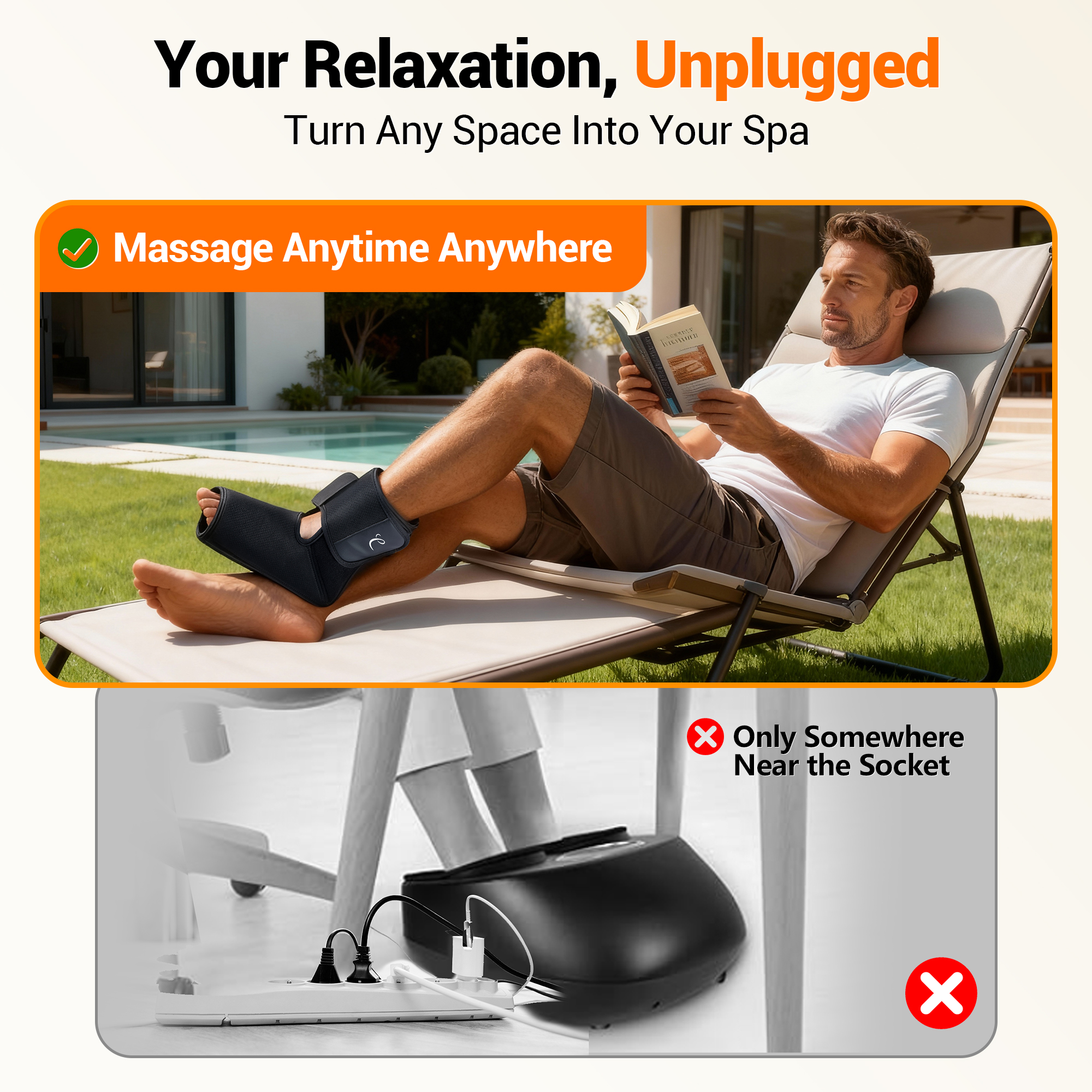 Comfytemp Cordless Foot Massager with Heat, Rechargeable Air Compression Boots, One Size, Unisex
