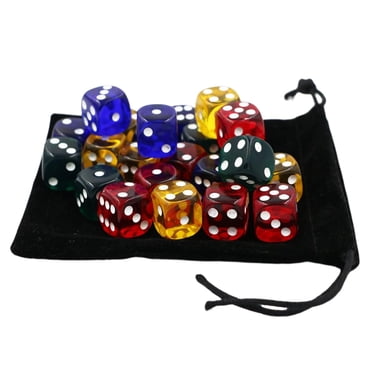 Acrylic 6 Sided Dices with Drawstring Bag Rounded Corner Spot Dices Polyhedral Dices Set D6 for Role Play Math Learning Table Games