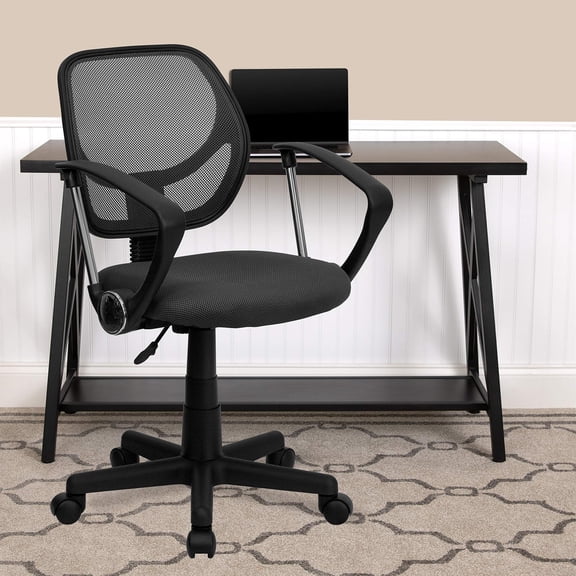 Scranton & Co Mid-Back Mesh Office Chair with Arms in Gray