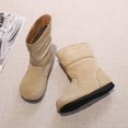 thumbnail image 6 of GobdXE Girls Mid Calf Boots Solid Faux Suede Ruched Shaft Flat Fall Winter Casual Shoes Beige,10-10.5 Years, 6 of 9