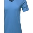 thumbnail image 4 of A2Y Women's Basic Solid Premium Cotton Short Sleeve V-neck T Shirt Tee Tops Blue Mist 3XL, 4 of 6