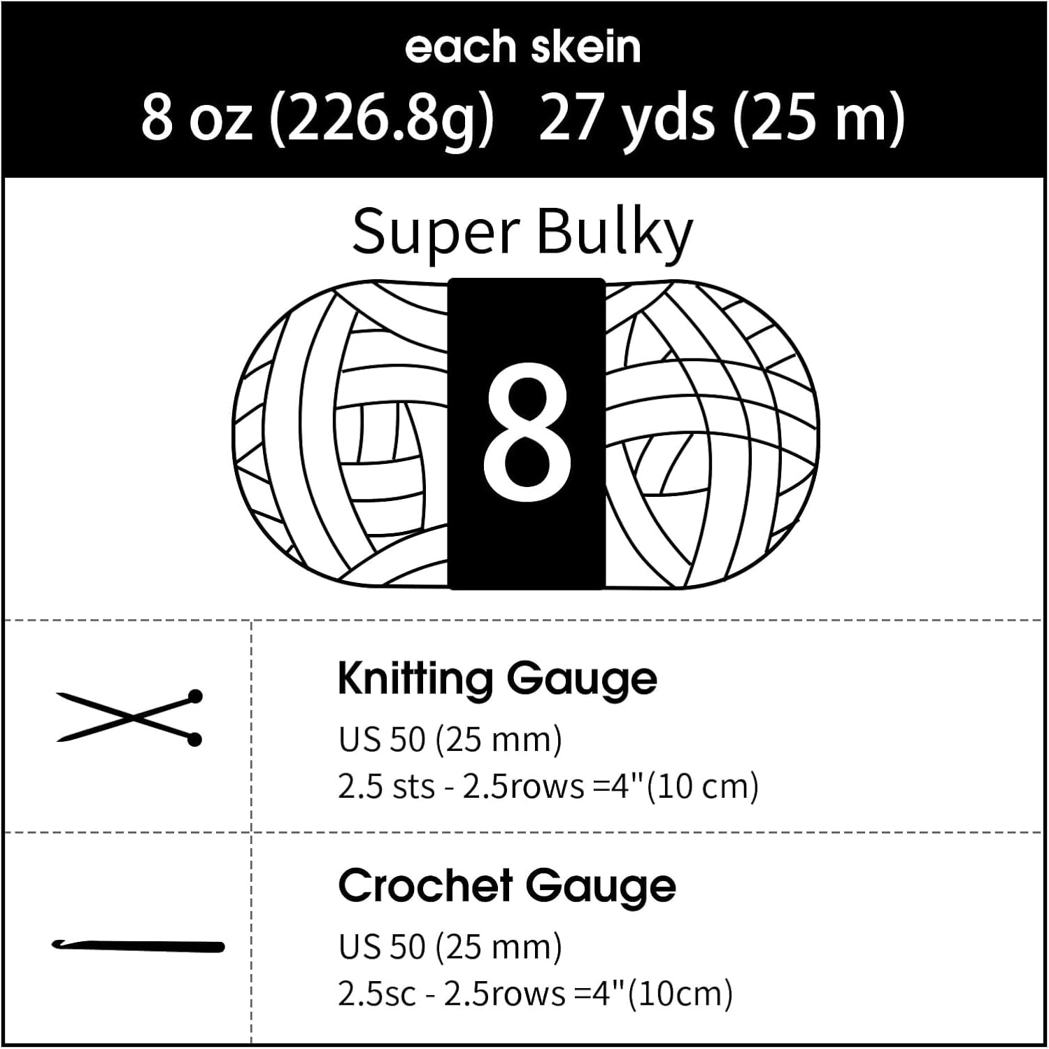 Hombys Black Chunky Chenille Yarn for Crocheting and Knitting, Super Bulky Yarn for Blankets, Soft Plush, 8 Jumbo Packs (27 yds, 8 oz Each)
