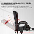 thumbnail image 6 of Massage Reclining Leather Office Chair High Back Executive Office Chair with Footrest Ergonomic Adjustable Seat Height and Back Recline Desk and Task Chair with Thick Seat Cushion, 6 of 11