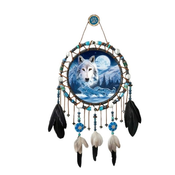 The Bradford Exchange Sacred Spirits Dreamcatcher Collection Issue #12: 'Strength of the Pack' Glow-in-the-Dark Dreamcatcher with Handcrafted Frame and Beads by Robin Koni 8.25-Inches