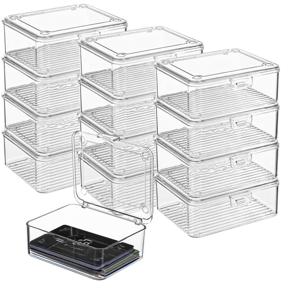 12 Pack Clear Plastic Card Storage Boxes with Lids - Dust-Proof  Game Card Case Organizer for Playing Card, Trading Card, Small Accessories