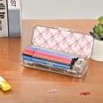 thumbnail image 7 of Plastic Pencil Box Large Capacity Pencil Boxes Clear Boxes with Snap-Tight Lid Stylish Office Supplies Storage Organizer Box Bows and Wildflowers Pattern, 7 of 7