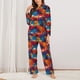 thumbnail image 2 of Balery Colorful Hawaii Palms Conjunto de Pijama con Estampado para Mujer, Conjunto de Dos Piezas con Manga Larga, Ropa de Dormir Suave con Bolsillos, Pijamas Cómodos-Medium, 2 of 7