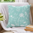 thumbnail image 3 of Pillow Covers 20x20 Set of 2, Teal Wildflowers Throw Pillow Covers Decorative Couch Cushion Cover, Farmhouse Floral Botanical Leaves Microfiber Soft Square Pillowcases for Bedroom Living Room Sofa, 3 of 9