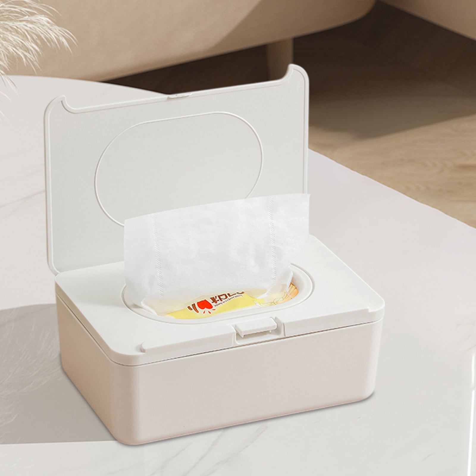 Wet Wipes Dispenser with Sealed Flip Lid, Plastic Dust‑Proof Wipes Holder for Facial Wipes for Bathroom, Kitchen and Nursery Countertop