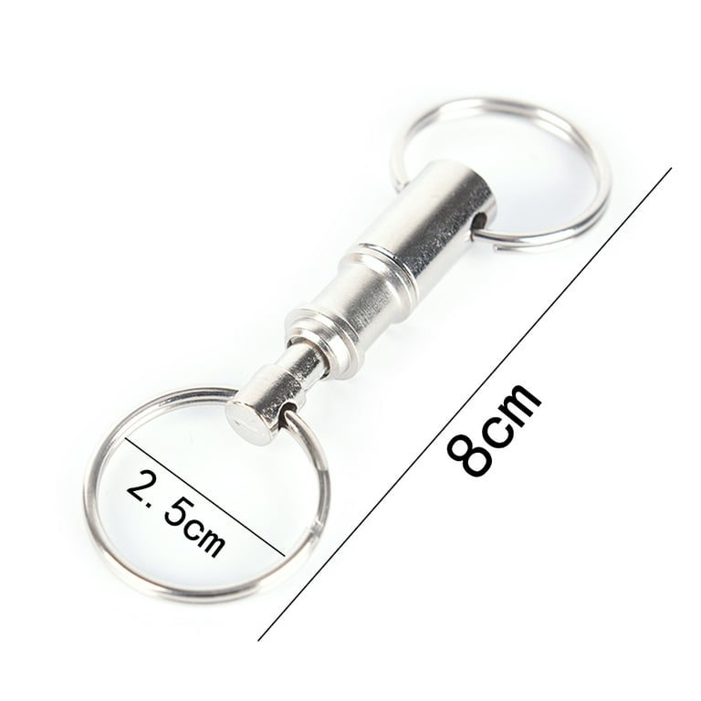 2Pcs/Set Quick Release Keychain Pull-Apart Removable Keyring with Two Heavy  Duty Split Rings Key Accessories (Black)