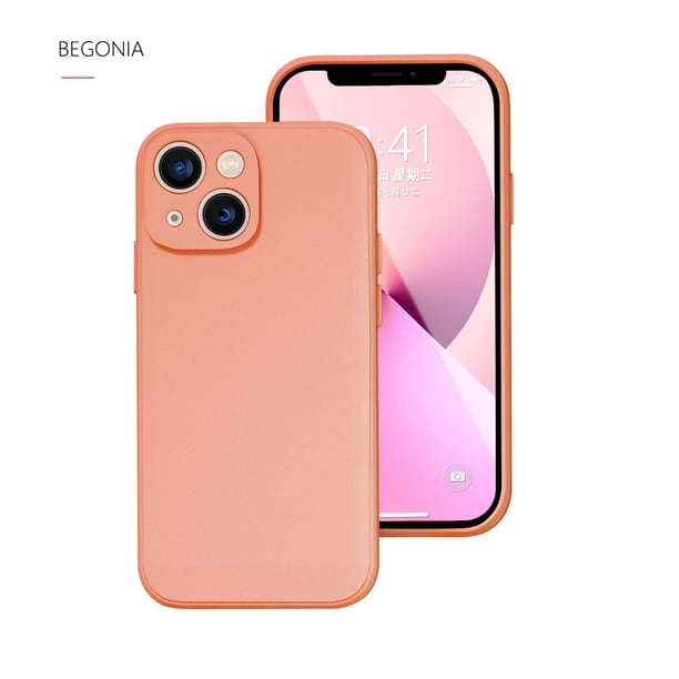 Funda de teléfono para IPhone X, XR, XS, 11, 12, 13, 14 Pro Max, 7, 8 Plus, contraportada de silicona líquida a prueba de golpes, Color puro contraído
